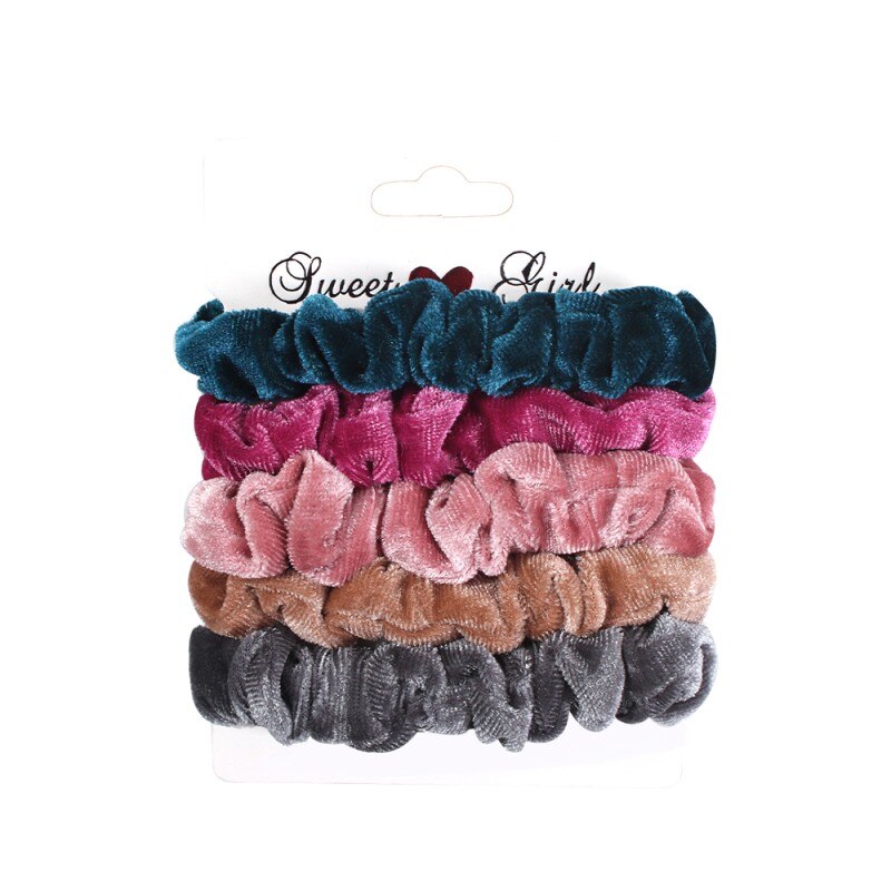 6 PCS Soft Velvet Elastic Hair Rope Scrunchies Sweet Pearls Hair Accessories For Women Tie Hair Ring Ponytail Holder Headpiece: 13