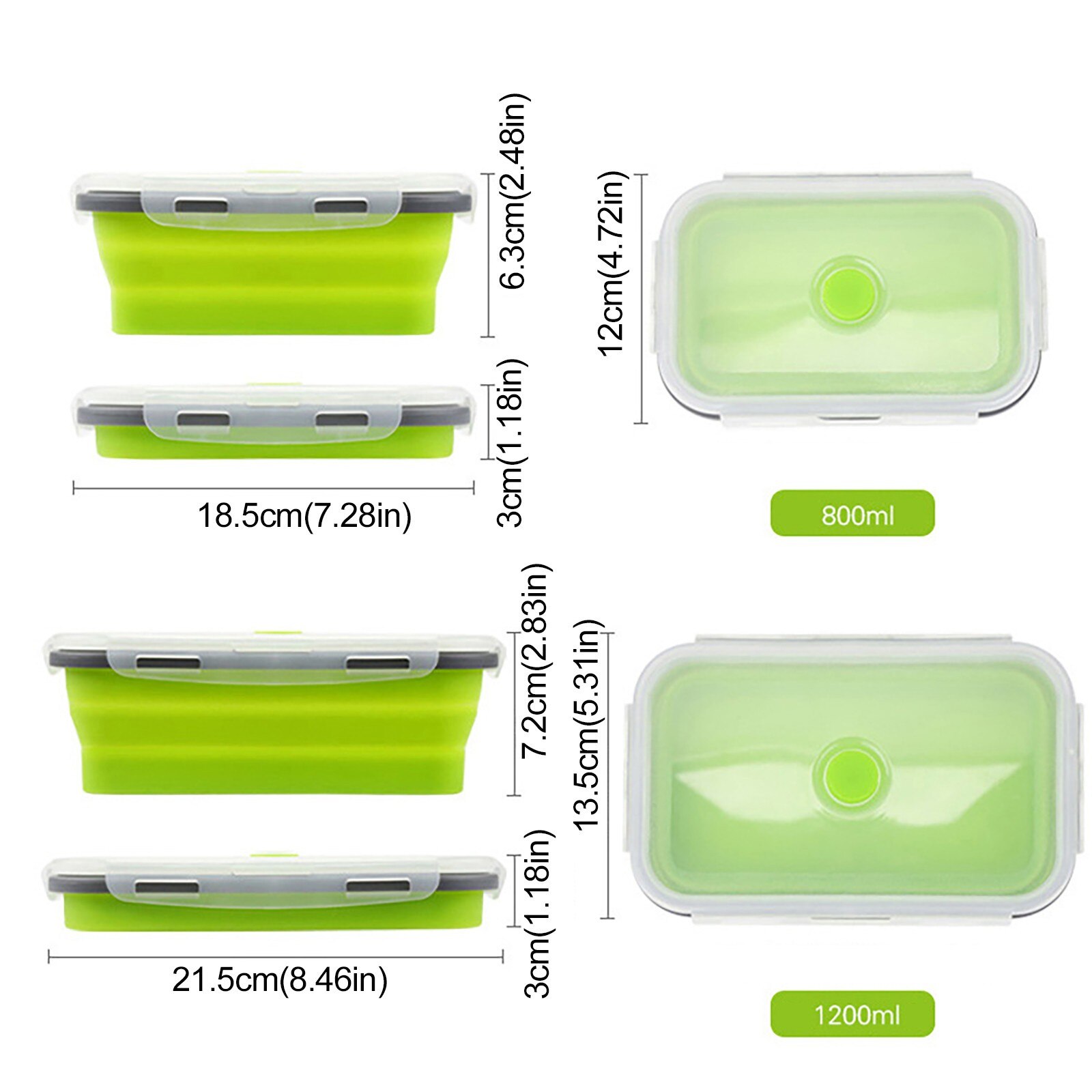 4 Pcs Silicone Collapsible Outdoor Lunch Box Food Storage Container Eco-friendly Microwavable Portable Reusable Picnic Camping