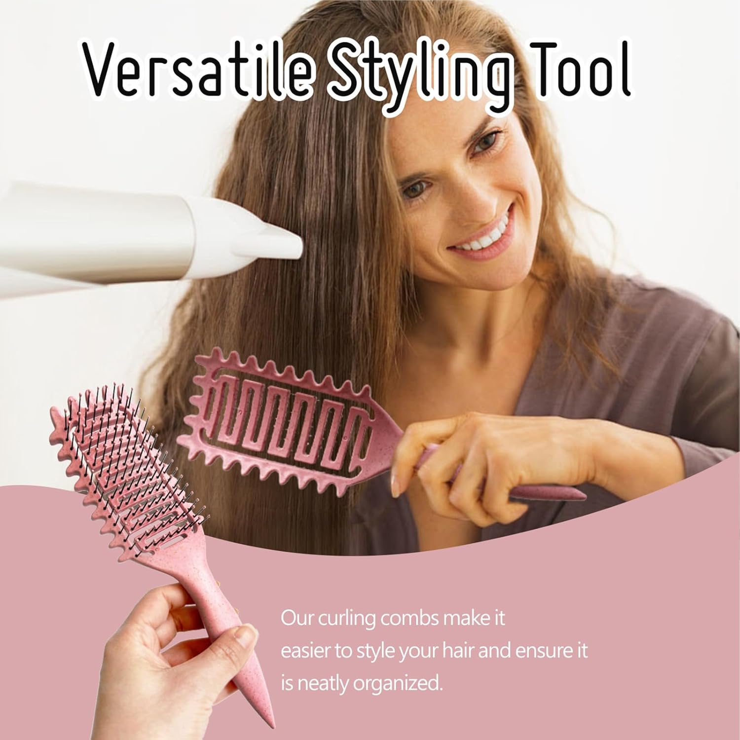 Tragbare Bürste für lockiges Haar, aushöhlen, Curl Define-Styling-Bürste, Bartkamm, Styling-Entwirrungsbürste, Mehrzweck-Styling für zu Hause