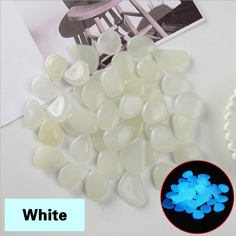 50/100pcs Luminous Stones Glow In Dark Decorative Pebbles Outdoor Fish Tank Decoration Pebble Rocks Aquarium Garden Decor: 100pcs / white