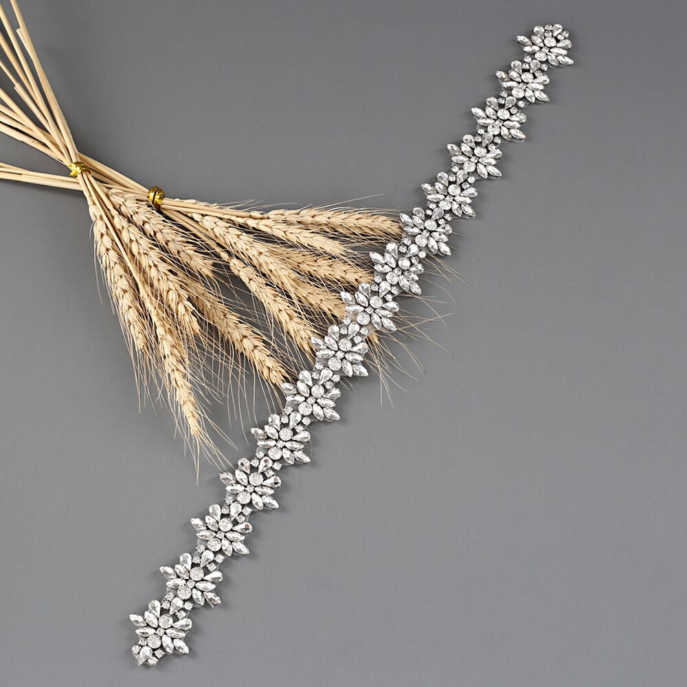 Trixy S269-S Bruiloft Riemen Zilveren Diamanten Riem Verbazingwekkende Crystal Rhinestone Riem Glanzend Bruids Riem Bruiloft Sjerpen Jeweled Riem: rhinestone applique