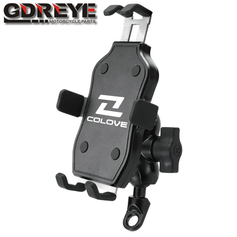 Für Colove KY400X/500X 500F Motorrad CNC Lenker Rückspiegel praktisch Halfter GPS Stand halterung: dunkel Grau