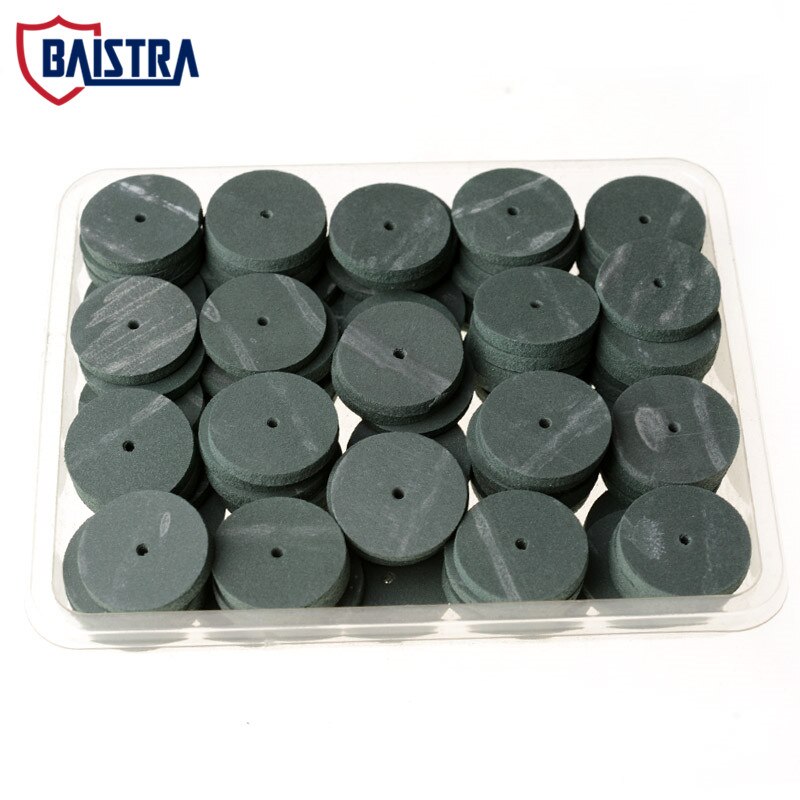 100 Pieces Dental Lab Rubber Polishing Wheels Silicone Polishers Green 22*3mm Grit Coarse Mid