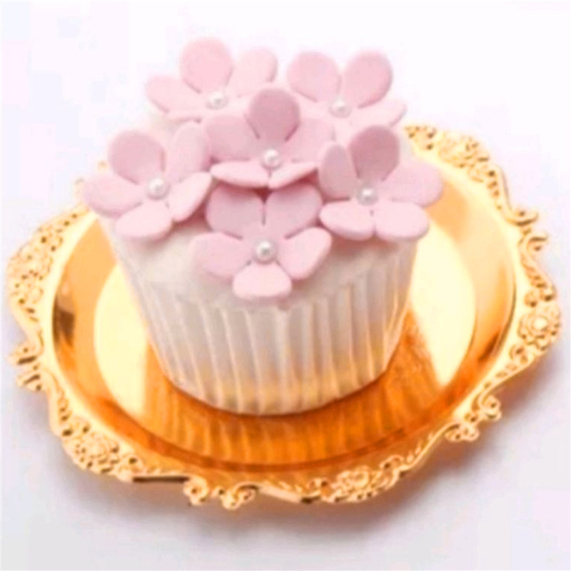 Metal Cake Plate Afternoon Tea Pastry Tray Home Living Room Coaster Snack Plate Fruit Plate Jewelry Storage Plates Ornaments