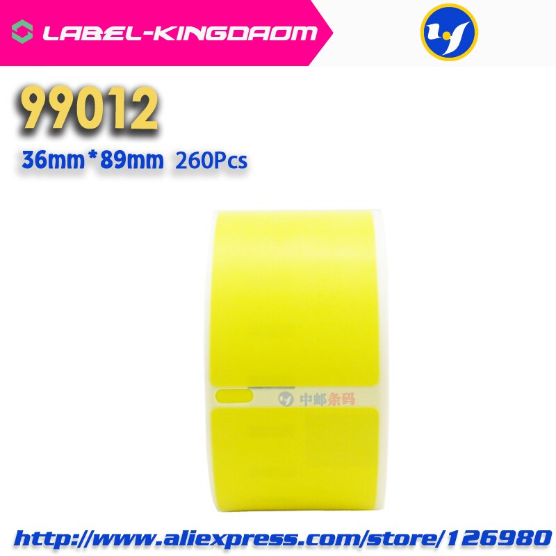 9 Rolls Yellow Color Generic Dymo 99012 Label 36mm*89mm 260Pcs Compatible for LabelWriter400 450 450Turbo Printer