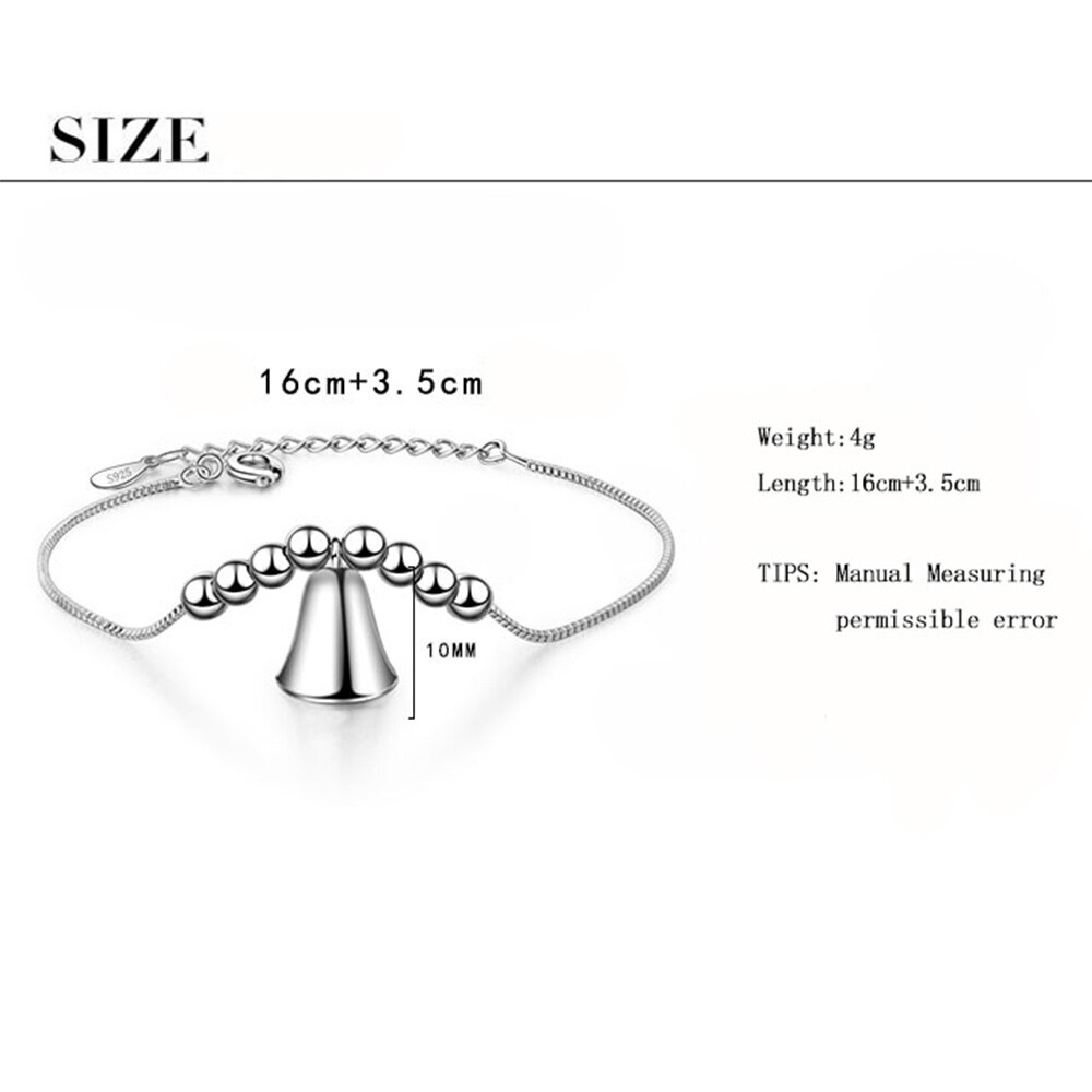 Anenjery zilveren bedels kralen armbanden schattige kleine bel armband voor vrouwen pulseira feminina s -b220