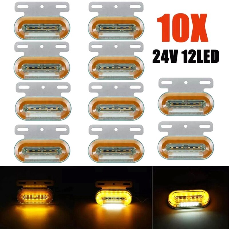 10Pcs 24V 12 Led Auto Truck Zijmarkeringslamp Auto Externe Light Signal Indicator Lamp Waarschuwing Achterlicht 3 Modi Trailer