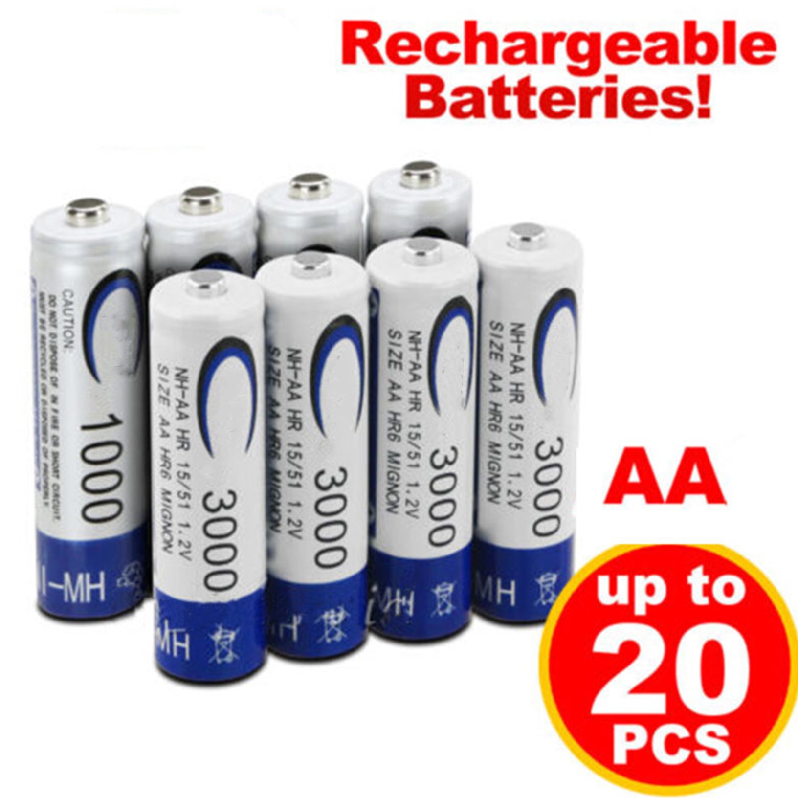 Aa 3000Mah Aaa 1000Mah Oplaadbare Batterij Ni-Mh 1.2V Oplaadbare Batterij Voor Led Licht Speelgoed mp3