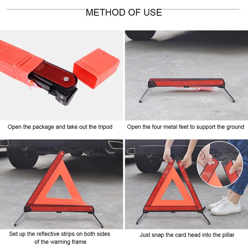 Reflective warning triangle Sign For Emergency Safety On The Roadside Of Cars, Foldable