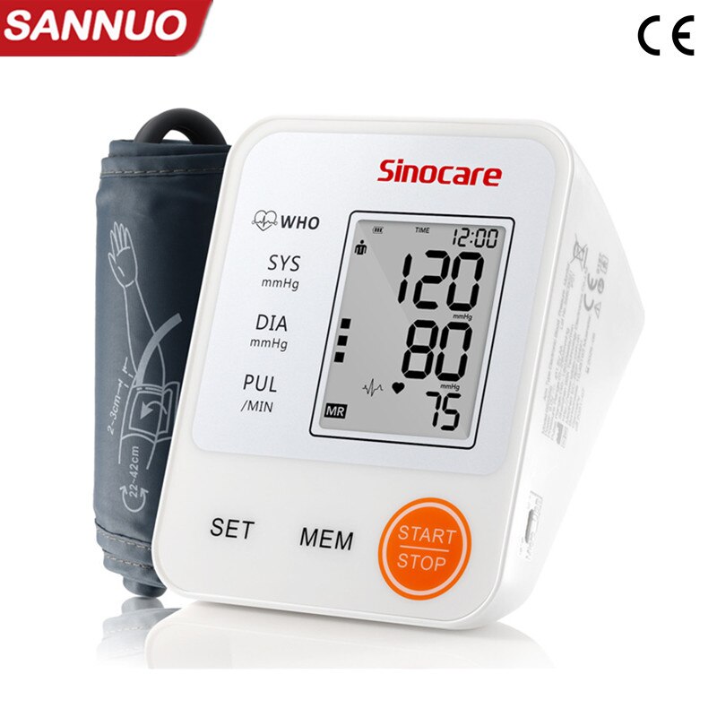 Sinocare Automatische Bloeddrukmeter Bloeddrukmeter Tonometer Bovenarm Tensiometer Hartslagmeter Meter Bp Monitor