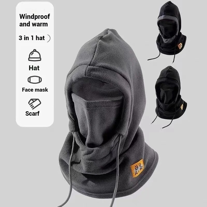 Winterwarme muts met masker en nekwarmer 3-in-1 winddichte bivakmuts voor mannen en vrouwen Gemaskerde hoed Fietsen Bescherming tegen koud weer