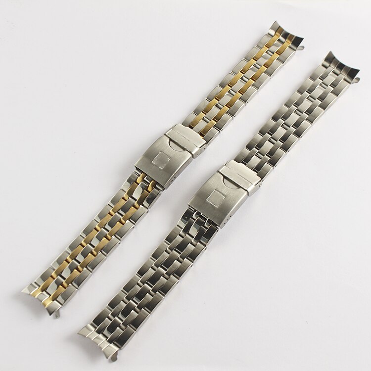 19mm 20mm Hollow Cruved End Watchband Watch Parts Strip Solid Stainless Steel Bracelet Strap For Fit PRC200 T055417 T055430 T05