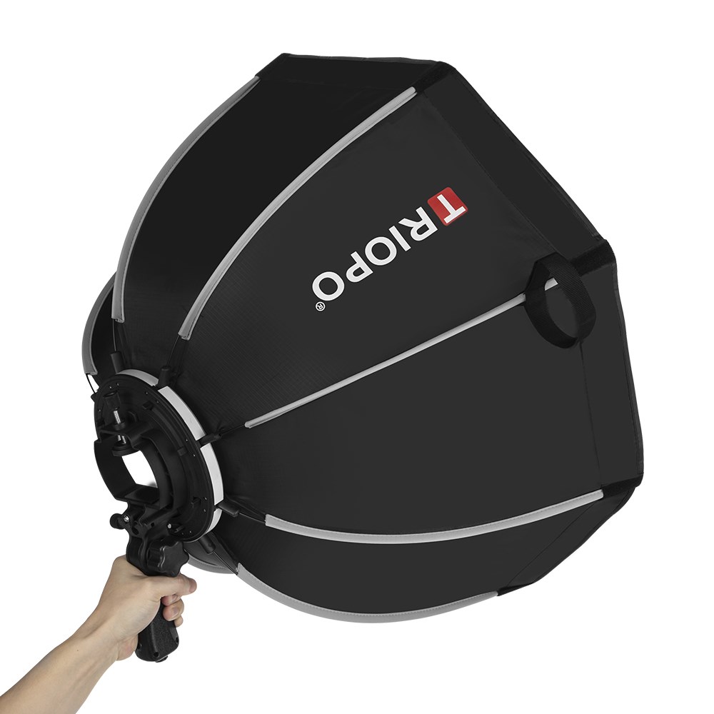 Triopo 55cm 65cm 90cm 120cm kokoontaitettava kahdeksankulmainen softbox kannatin softbox kahva godox yongnuo speedlite salamavalolle