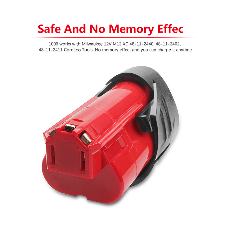 12V 3,0Ah wiederaufladbarer 3000mAh Akku für Milwaukee M12 XC Akku-Werkzeuge 48-11-2402 48-11-2411 Akkus 48-11-2401 MIL-12A-LI