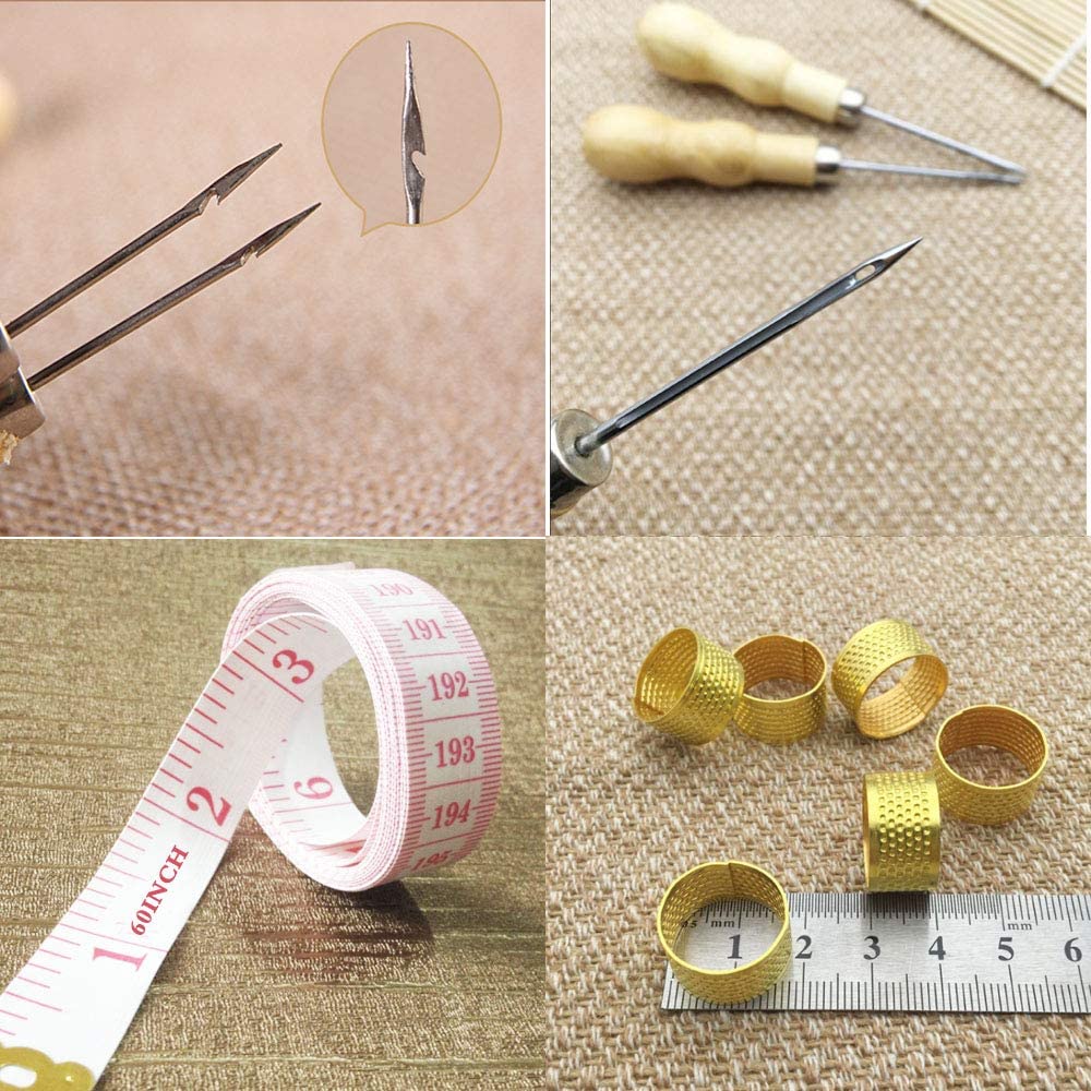 LMDZ Convenient Leather Craft Sewing Kit 22 Pieces Leather Sewing Repair Kit with Simple Method for Beginner-Leather Sewing Tool