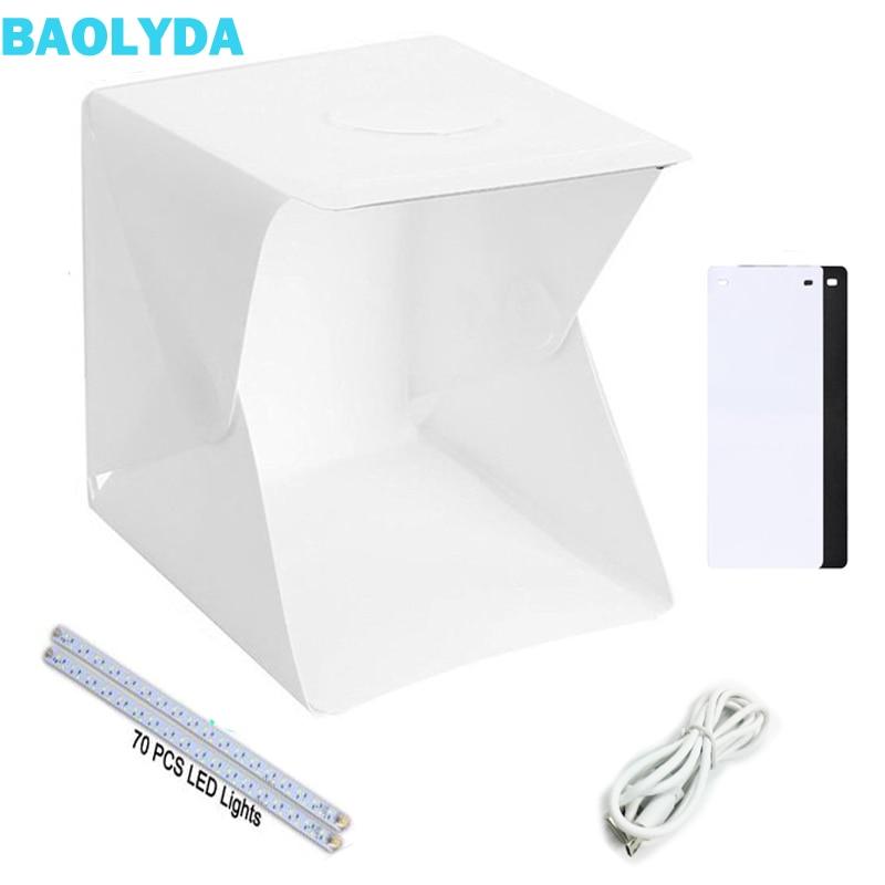 Baolyda LED/Foto Lightbox voor Fotografie Mini Vouwen Lightbox 40*40 Draagbare LED Studio Lightbox 40cm met 2 LED Bar 70pcs