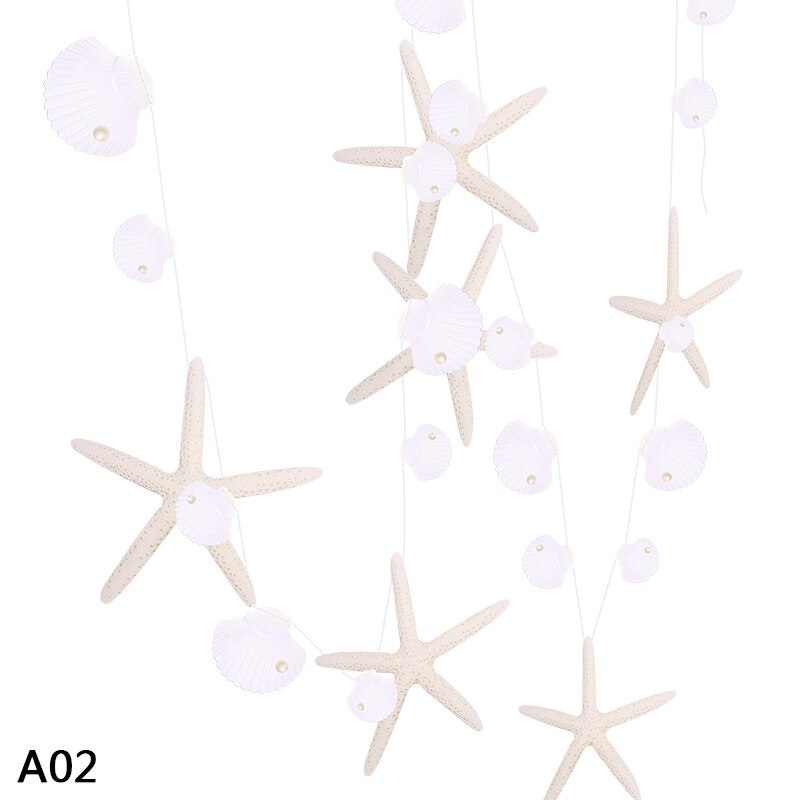 Guirnalda de papel de estrella de mar de concha blanca, cartel colgante para Baby Shower, temática de sirena, cumpleaños, , decoración de boda: Default Title