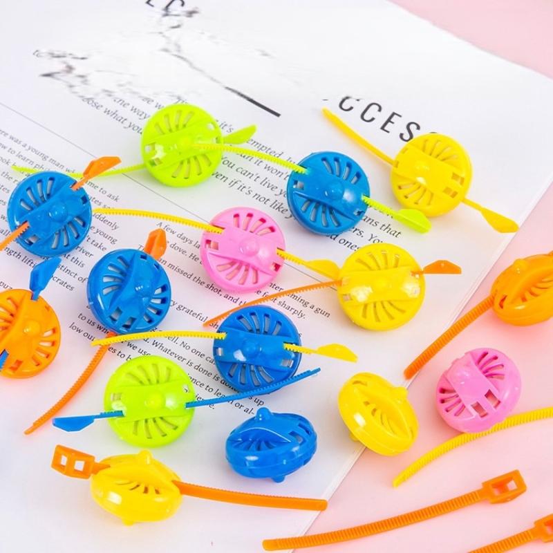 10 Pack Miniature Adorable Multicolored Spinning Top Toy Classic Reminiscent Gyro Play Interactive Duel Game Toys