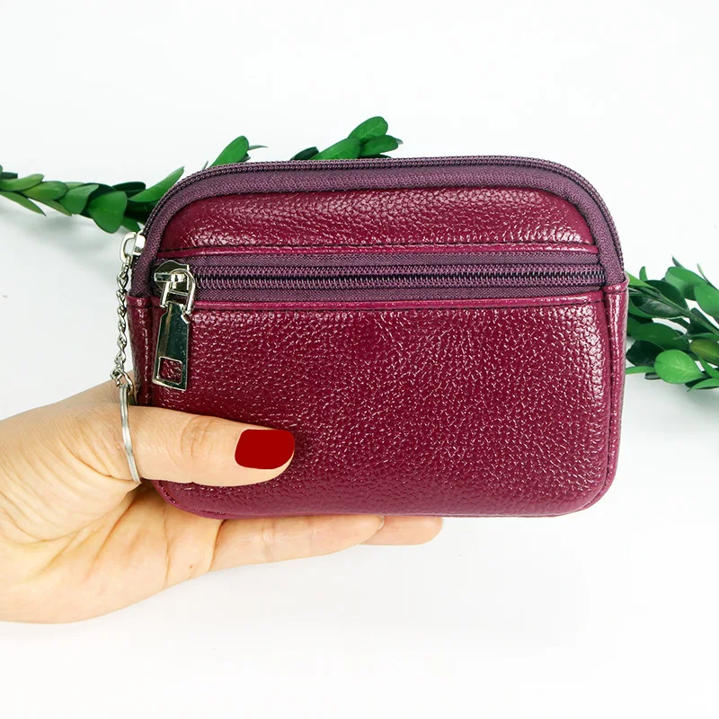 Mode Rits Korte Portemonnee Tas Voor Vrouwen Pu Lederen Clutch Tassen Leuke Kaarthouder Vrouwelijke Vouwen Kleine Portemonnee Mini sleutelhanger: Paars