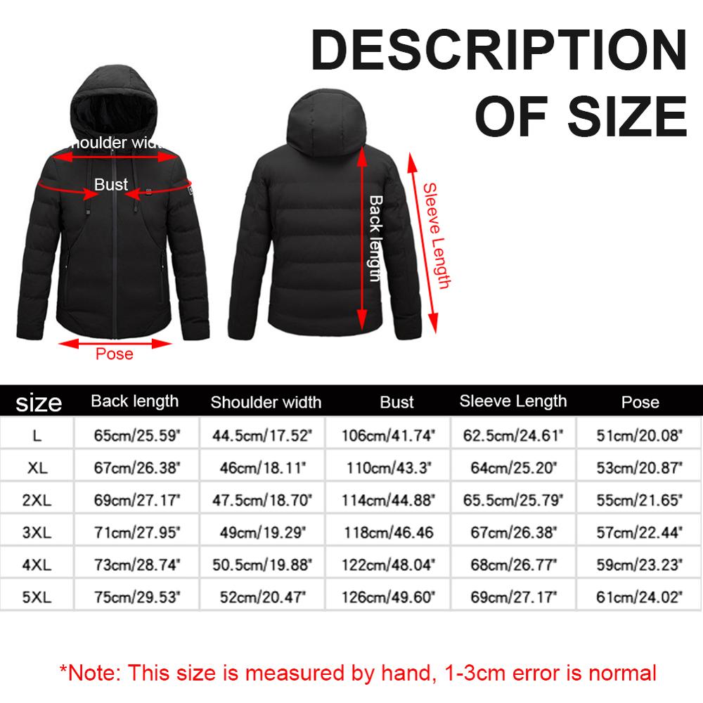 Heating Clothing Jacket Heating Cotton Clothing USB Three-Speed 4 Zones Electric Heating Slim Coat -40℃ Winter Outdoor