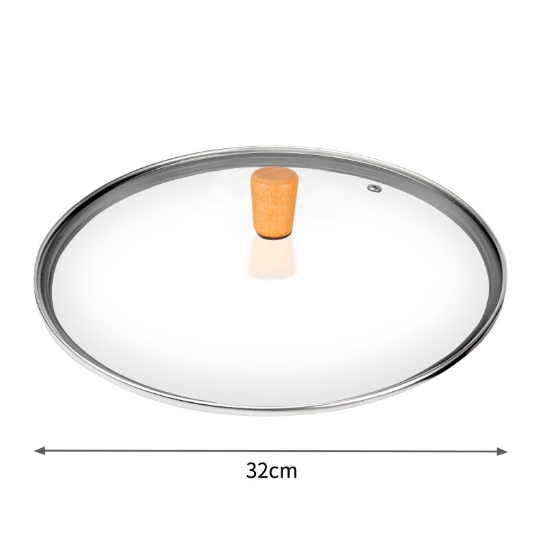 Carbon Stalen Wok Pan, Geen Gecoate Platte Bodem Chinese Woks Pan Voor Inductie, Elektrische, Gas, halogeen Alle Kachels 32Cm: 32cm Glass lid
