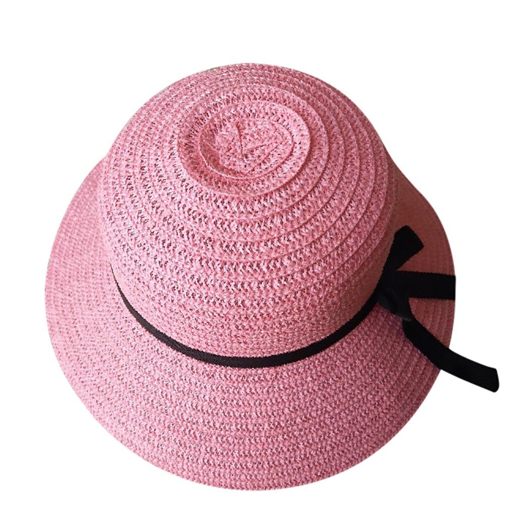 Mode Zomer Hoed Floppy Opvouwbare Dames Stro Strand Zon Hoeden Beige Wide Brim Ademende Cap Outdoor Strand Zonnehoed Gorros: Pink