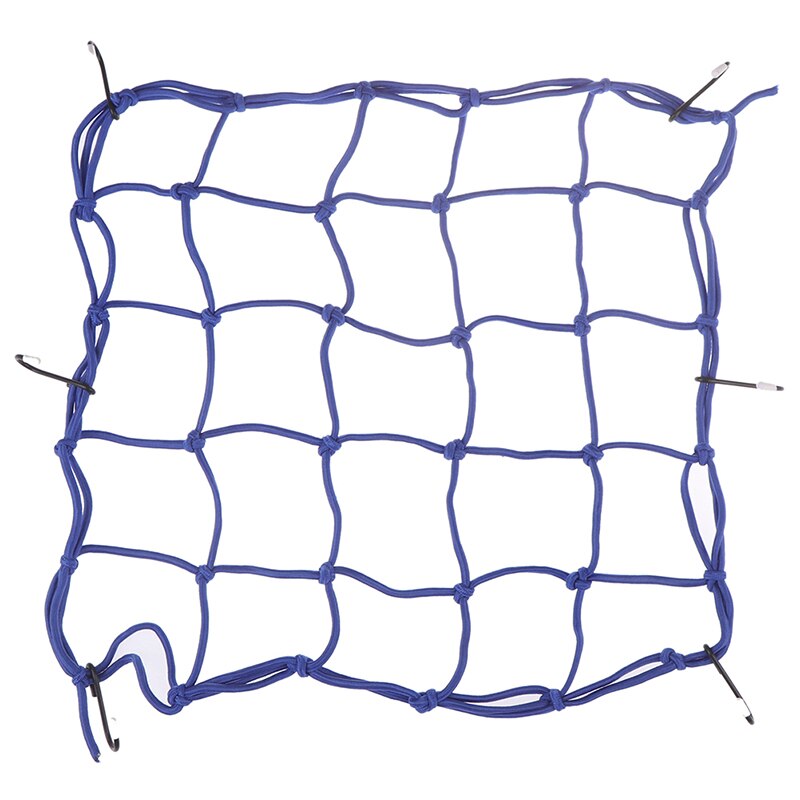 6 Hook 40x40cm Helmet Cargo Luggage Mesh Web Net Black Helmet Web Car String Motorcycle Cargo Mesh Net: Blue