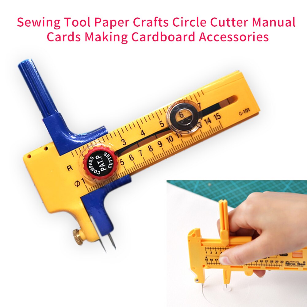 Clothes Adjustable Manual Sewing Tool Cardboard Round Rotary Circle Cutter Patchwork DIY Paper Crafts Cards Making Scrapbooking