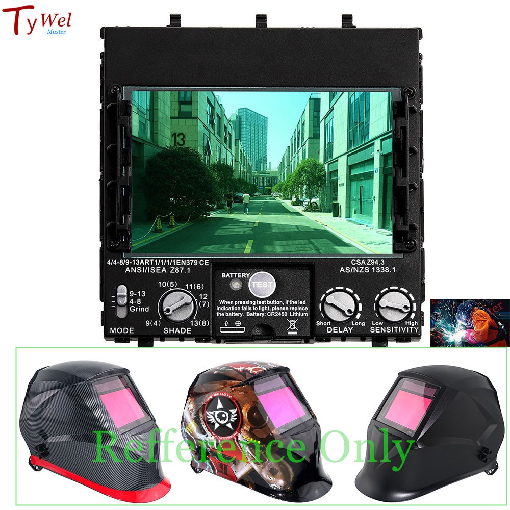 Sveisefilter visning størrelse 100 x 65mm (3.94 x 2.56in)  solenergi 4 sensorer automatisk mørklegging 1111 fullspekter skygge 4(3)-13 for sveisehjelmer