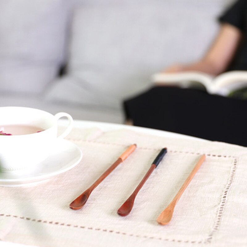 1 Pcs Natural Long Handle Wooden Mixing Spoons Coffee Tea Spoon Honey Stirring Spoon Wooden Spoon with Thin Handle
