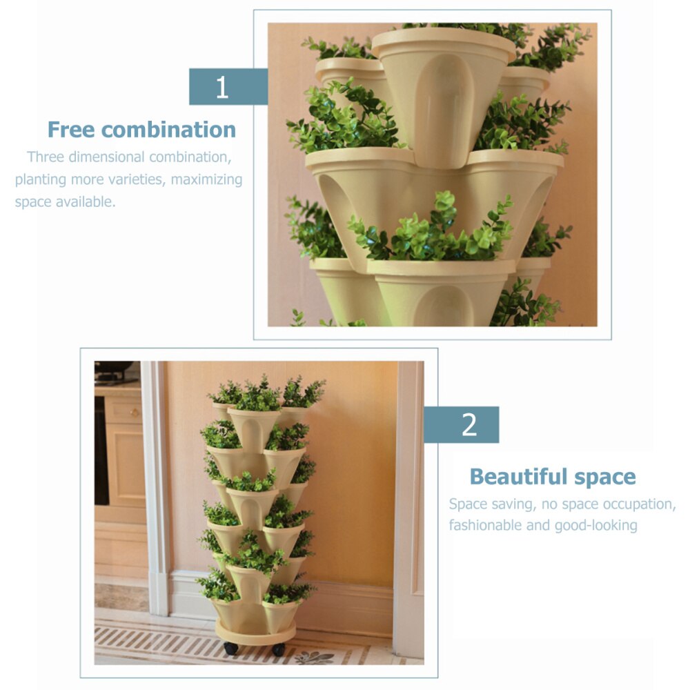 1 Set of 6pcs Flowepot Multilayer Stacking Cultivation Pot Vegetable Melon Fruit Strawberry Planting Pot - 1pc Tray and 5pcs Pot