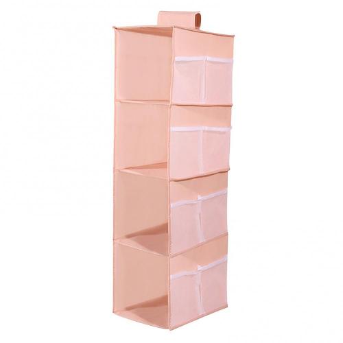 Household Clothes Hanging Drawer Box Underwear Sorting Storage Wall Wardrobe Closet Organizer Shelves Organiser: Pink 4 Layer