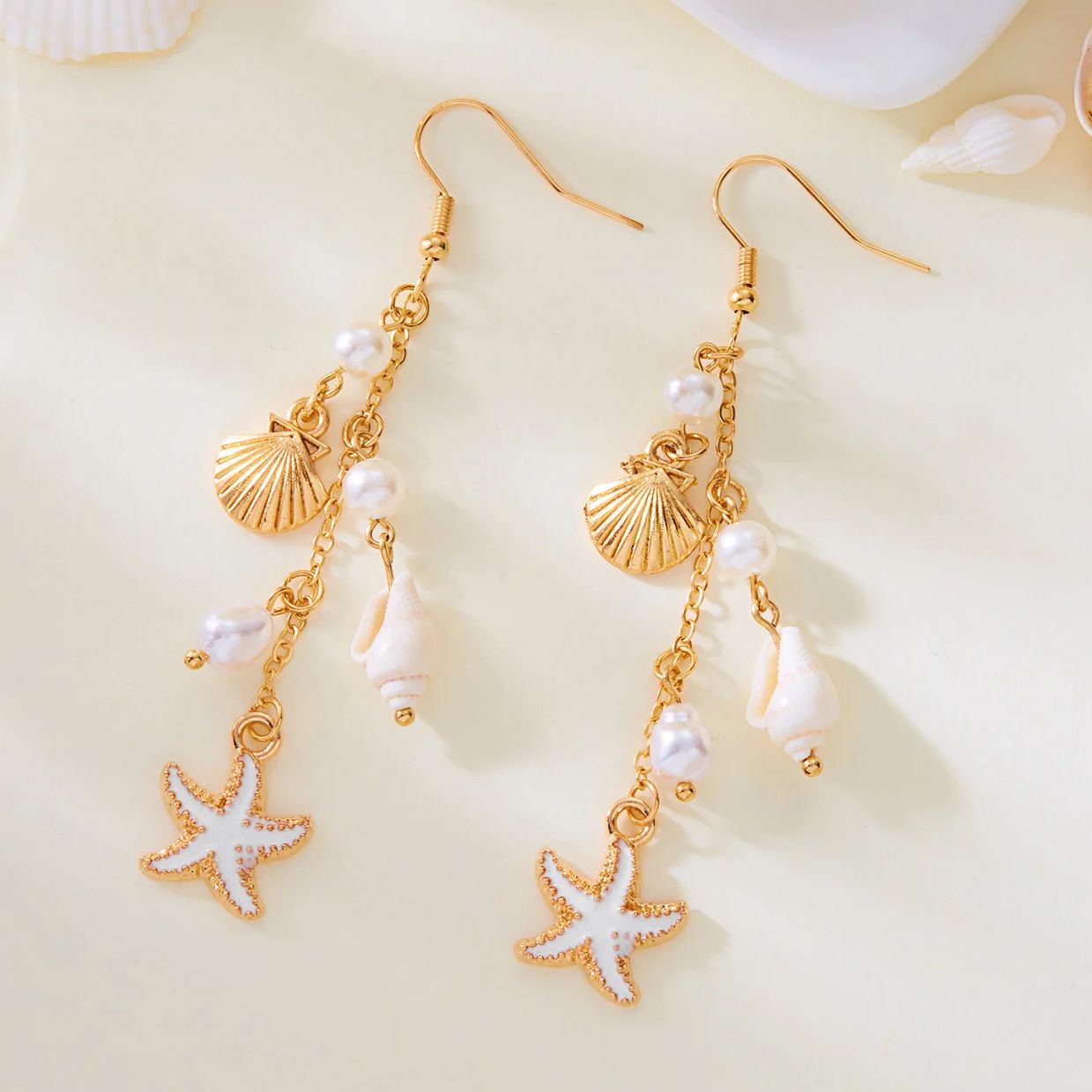 Prachtige handgemaakte schelp zeester hanger oorbellen voor vrouwen Bohemen kleurrijke schelp kwast oorbellen mode partij sieraden
