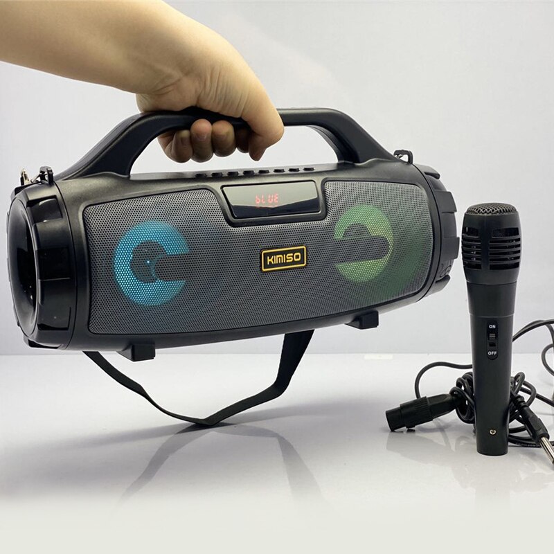 Big Power Bluetooth Speaker Outdoor Wireless Portable Column Music Center 4Dstereo Soundbar Subwoofer Boombox Support AUX TF FM: Gray