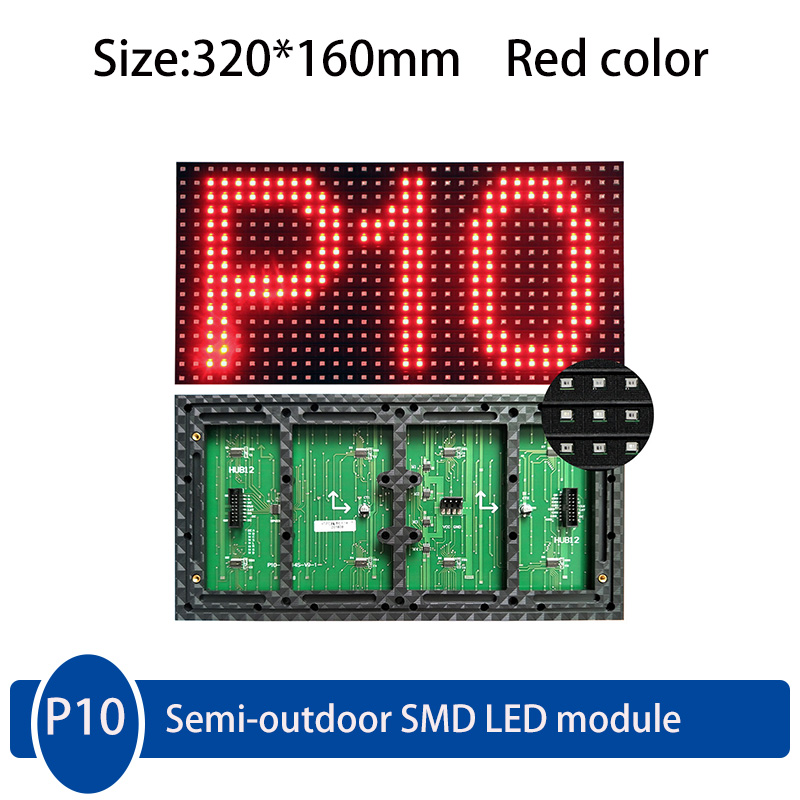 P10 Semi-Outdoor Smd Enkele Witte Kleur Led Display Module 320*160Mm 1/4 Scan Drive Hoge Helderheid led Panel