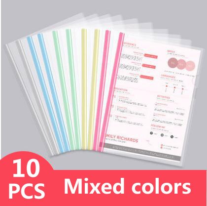 10 Pieces Color Transparent Draw Rod Folder File Report Resume Folder Thickened Draw Rod Folder Plastic Rod Clip: 10pcs mixing