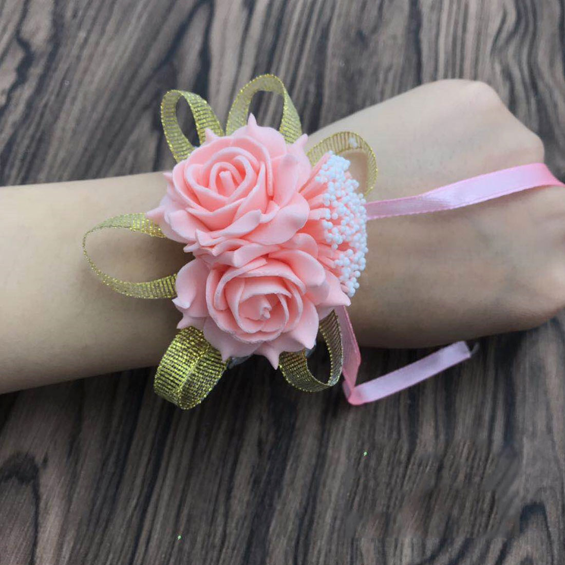 Flores artificiales para novia para bailar de boda decoración nupcial accesorios para baile de graduación ramillete de muñeca dama de honor flores de mano
