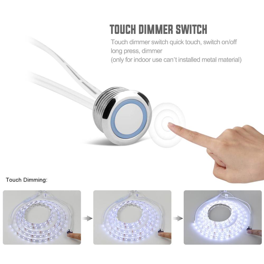 12v led strip lysdæmper touch sensor trinløs dæmpbar kontakt til skab seng pc hjem lyssensor touch detektor kontakt 2a