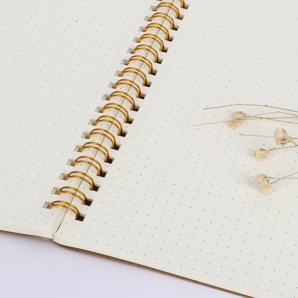 100 Pages A5 Kraft Paper Cover Notebook Dot Grid Exercise Book Coil Notepad Journal Notebook