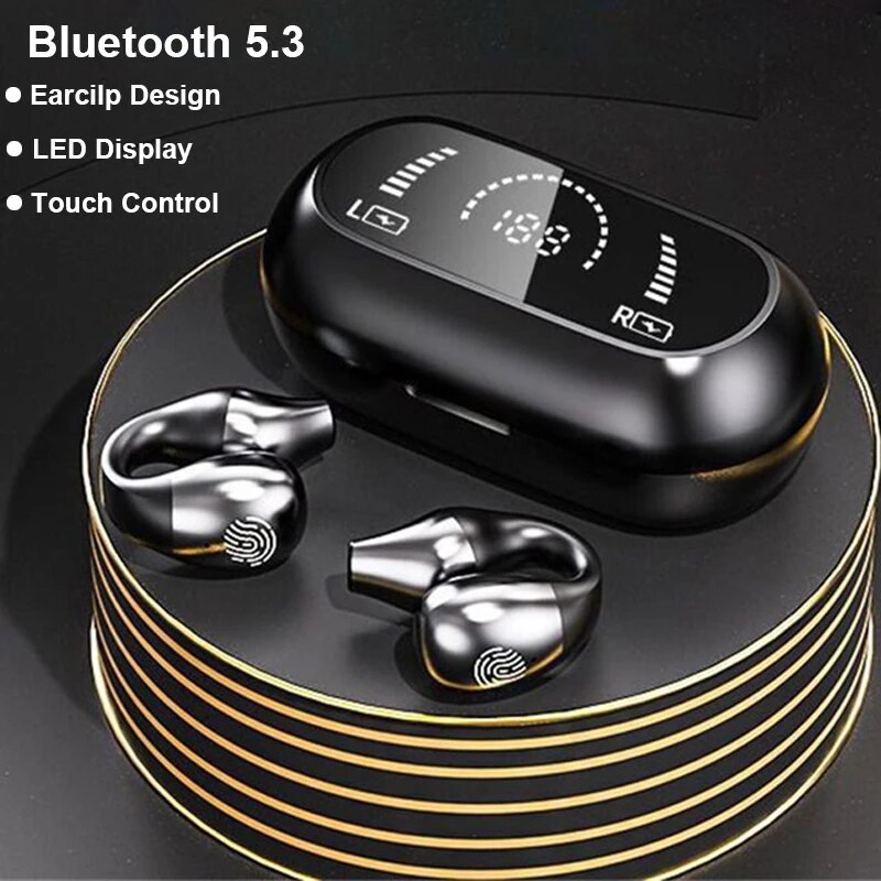 Auriculares inalámbricos S03 con Bluetooth 5,3, cascos deportivos con micrófono, gancho para la oreja, de alta potencia, con pantalla