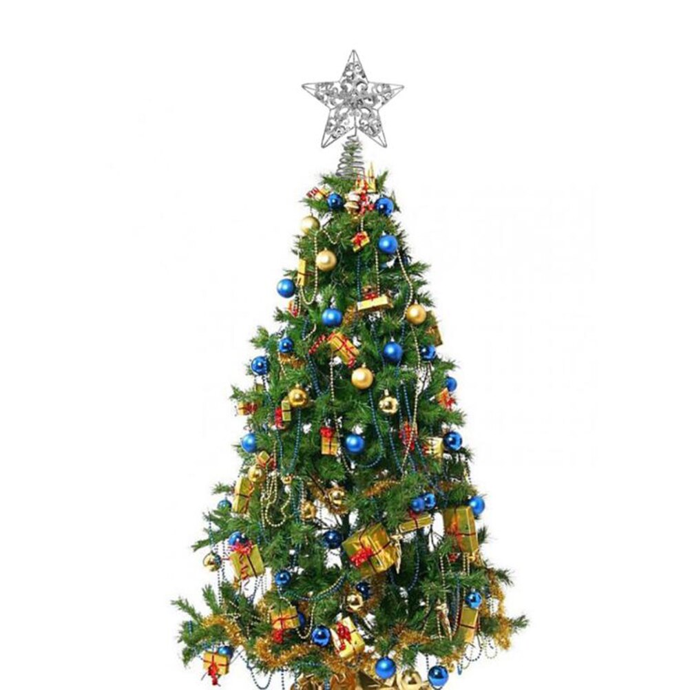 Adornos de escritorio delicados de plata de adornos para copa de árbol de Navidad suministros festivos de decoración de estrellas para el hogar Bar adornos colgantes de árbol de Navidad A5