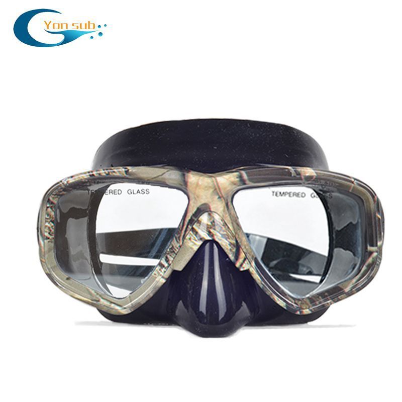 Genuine Diving Equipment Set Scuba HD Mask Tempered Glass Goggles Snorkel Antifog lens Diver Dive Breathing Tube: Camouflage