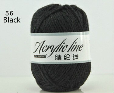 1pc = 50g bløde, miljøvenlige fiberkashmir kamgarn uld til børn farvet dukke akryl sweater smuk babygarn til strik: 56 sorte