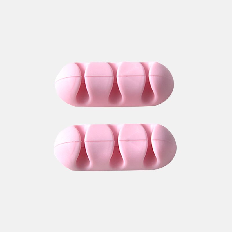 2 stuks silicagel plankrek kleur kabelopwinder organizer opberghouder headset kabelwikkelaar kabelopwinder kabelverzamelaar: Roze