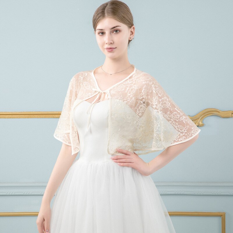 Veste de mariée élégante en dentelle, boléro, à la , châle, Cape de mariée, collection été: Champagne