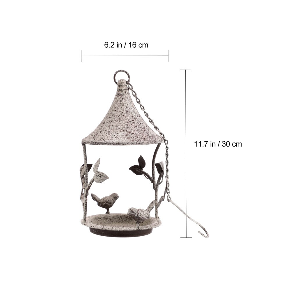 Iron Bird Feeder Outdoor Garden Ornament Hanging Bird Food Feeding Container