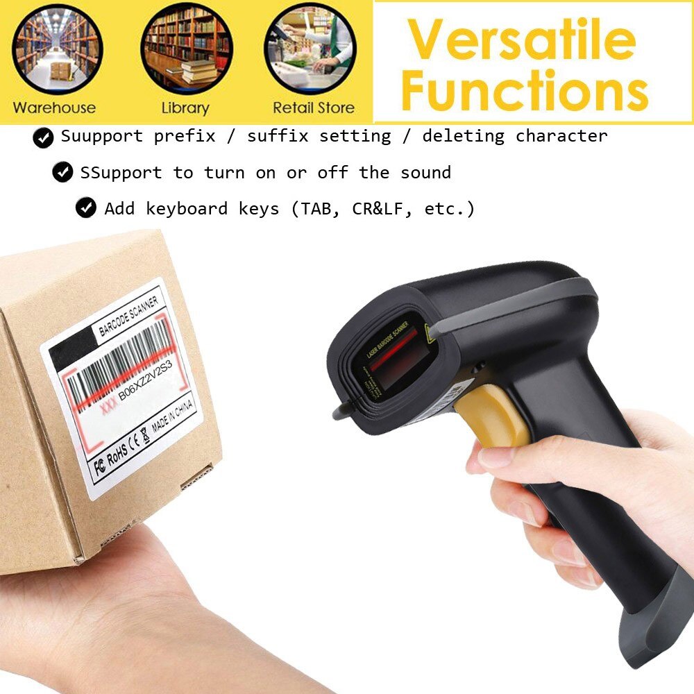 Handheld 2d Barcode Scanner Wired Barcode Scanner Wireless 1d/2d Qr Bar Code Reader For Inventory Pos Terminal 164 Ft Distance