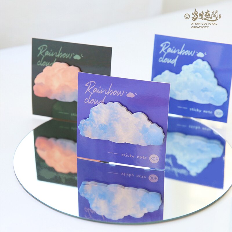 30 Pcs Ins Stijl Rainbow Cloud Leuke Cartoon Memo Pad Sticky Notes Notepad Dagboek School Supply Briefpapier Kawaii Diy Scrapbooking