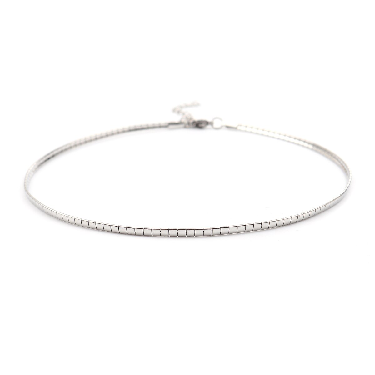 304 Rvs Choker Ketting Zilver Kleur Rechthoek Voor Vrouwen Mannen Party Club Punk Stijl Kraag Sieraden 35Cm Lange, 1 Pc: Silver Color
