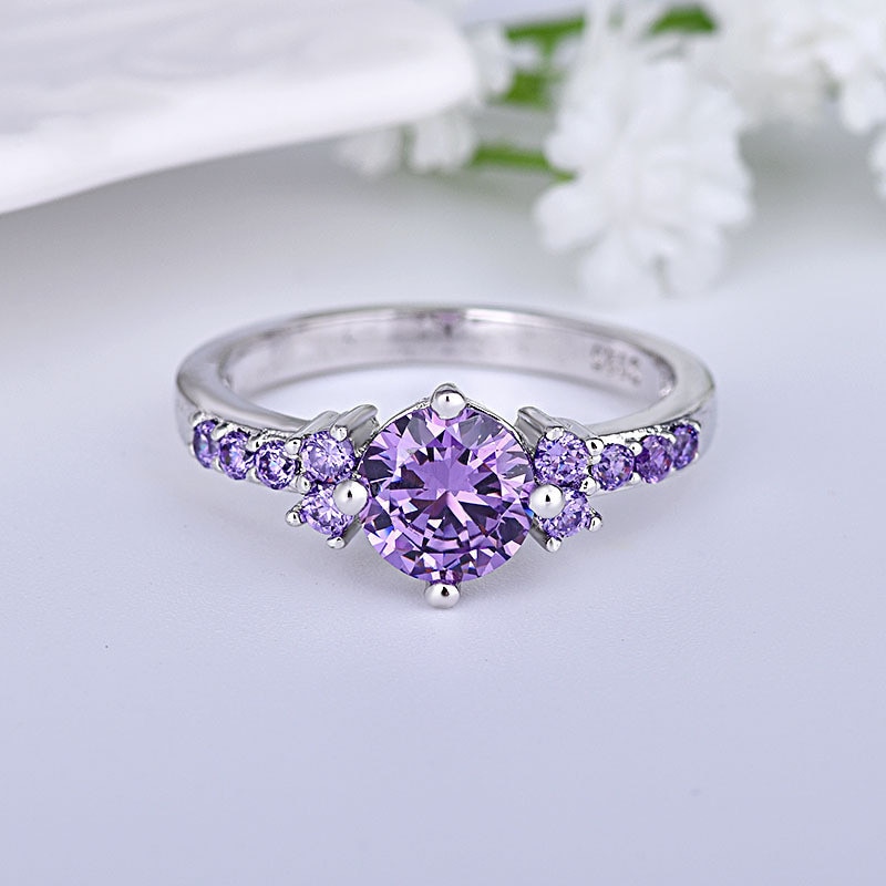 Zn Ringen Voor Vrouwen Paars Aaa Zirkoon Sieraden Engagement Wedding Ring Bijoux Maat 6 7 8 9 10 Valentine dag